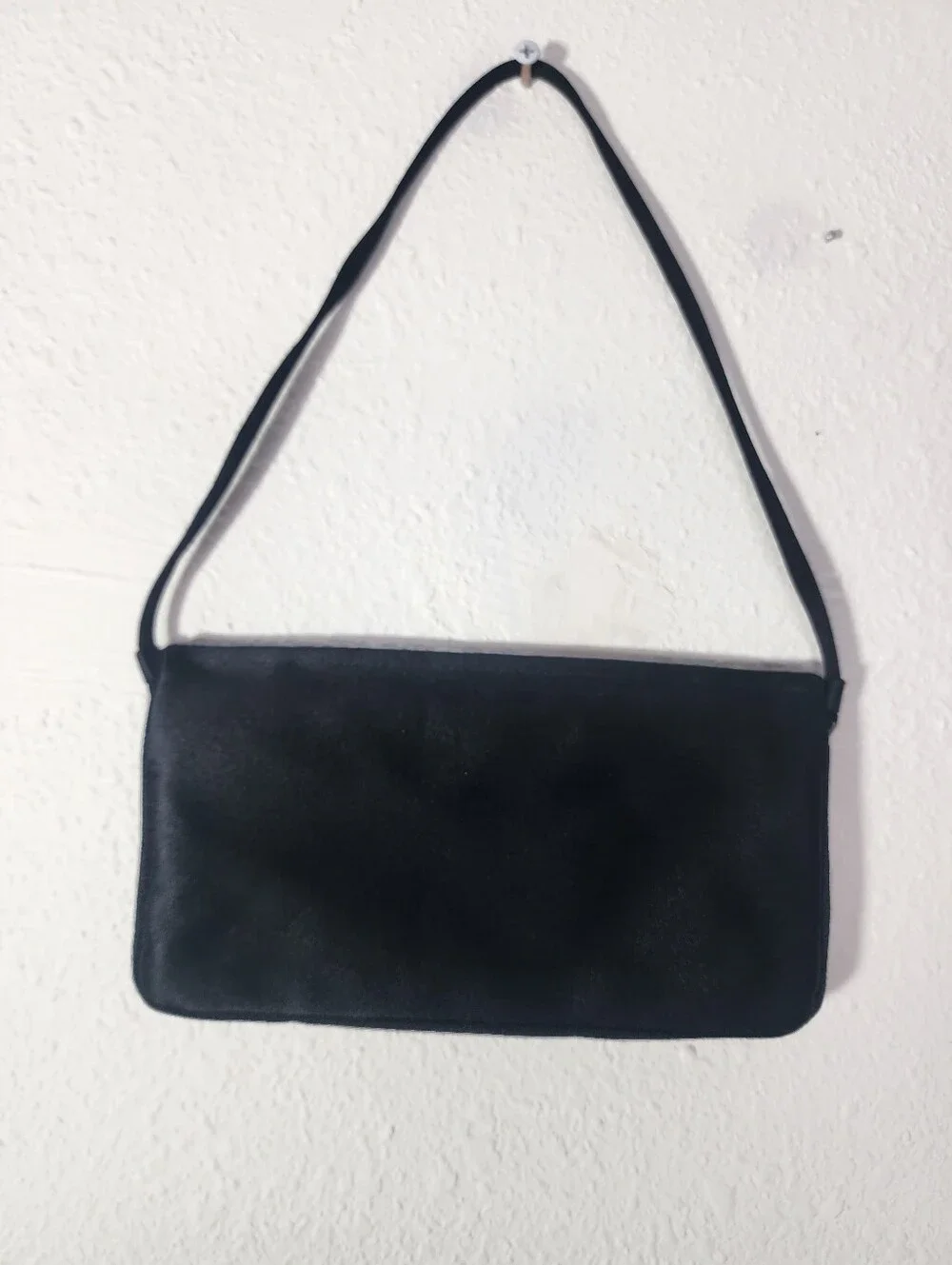 Vintage Y2K Jimmy Choo Black Silk Satin Crystal Bow Evening Clutch Bag